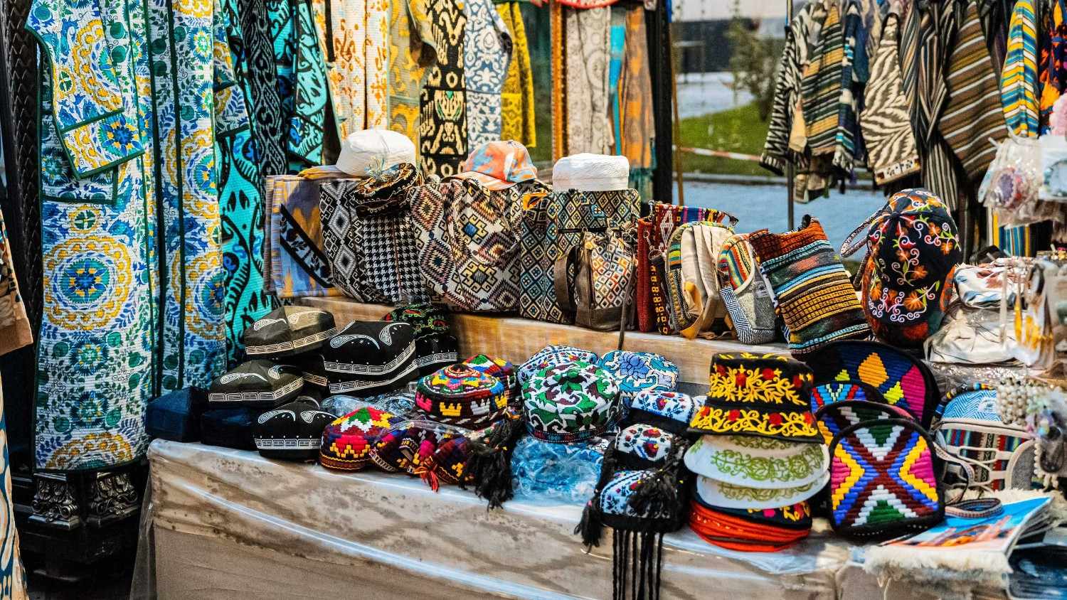 A Textile Shop In Uzbekistan