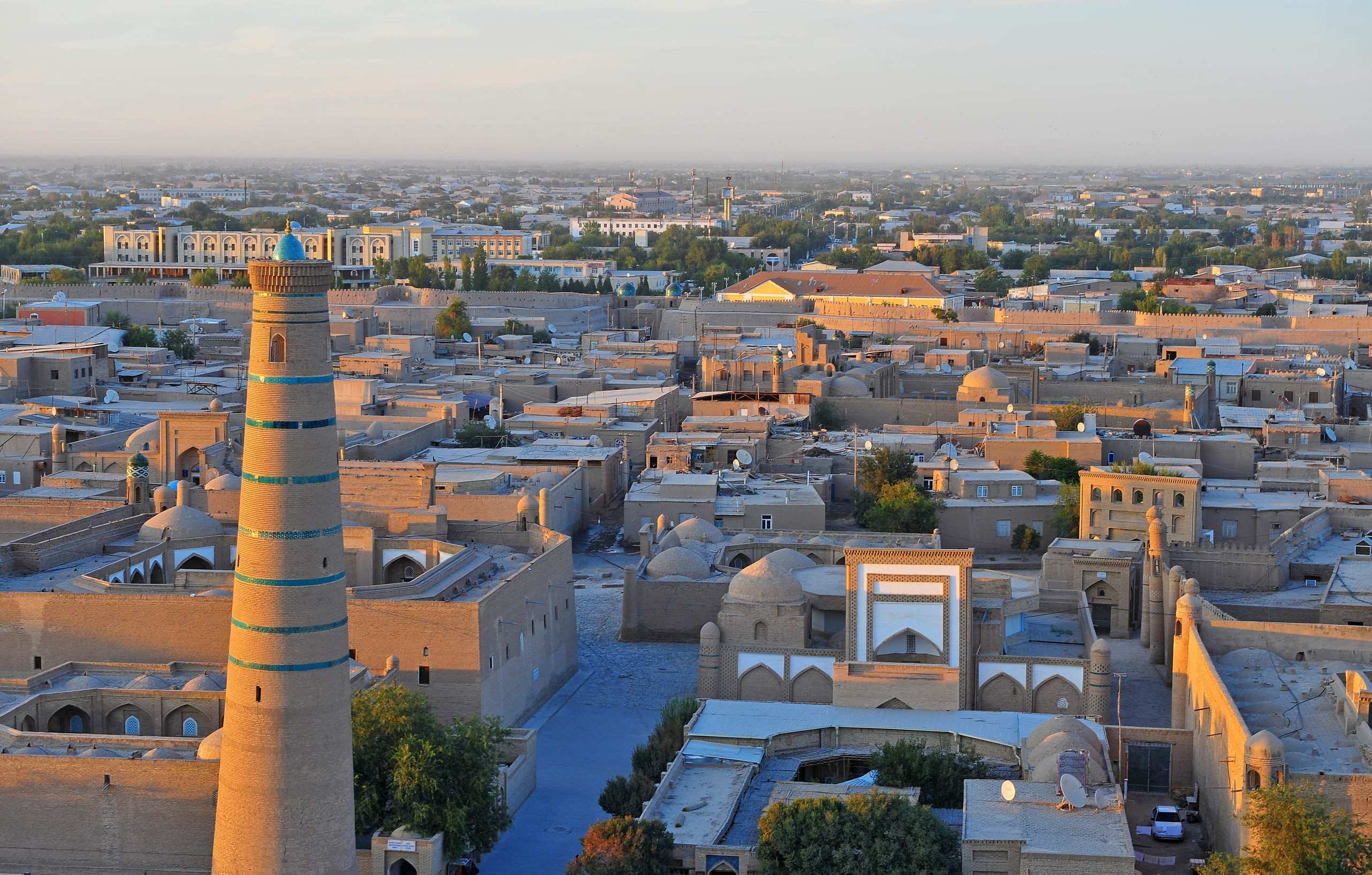 An old town in Khiva during sunset