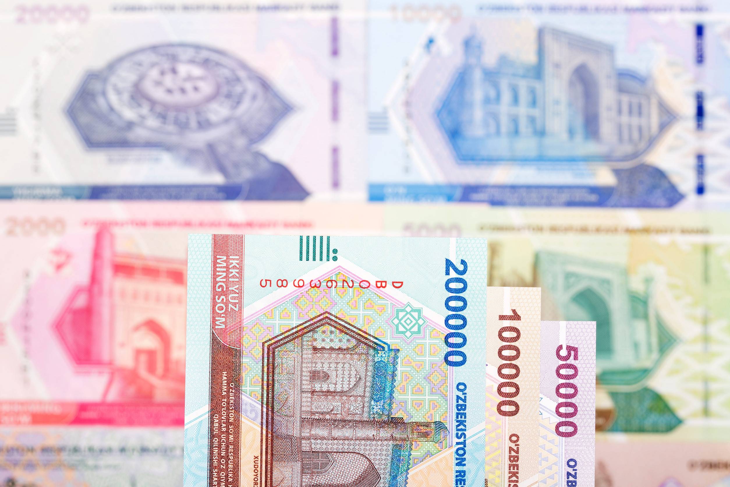 Different Uzbekistan notes