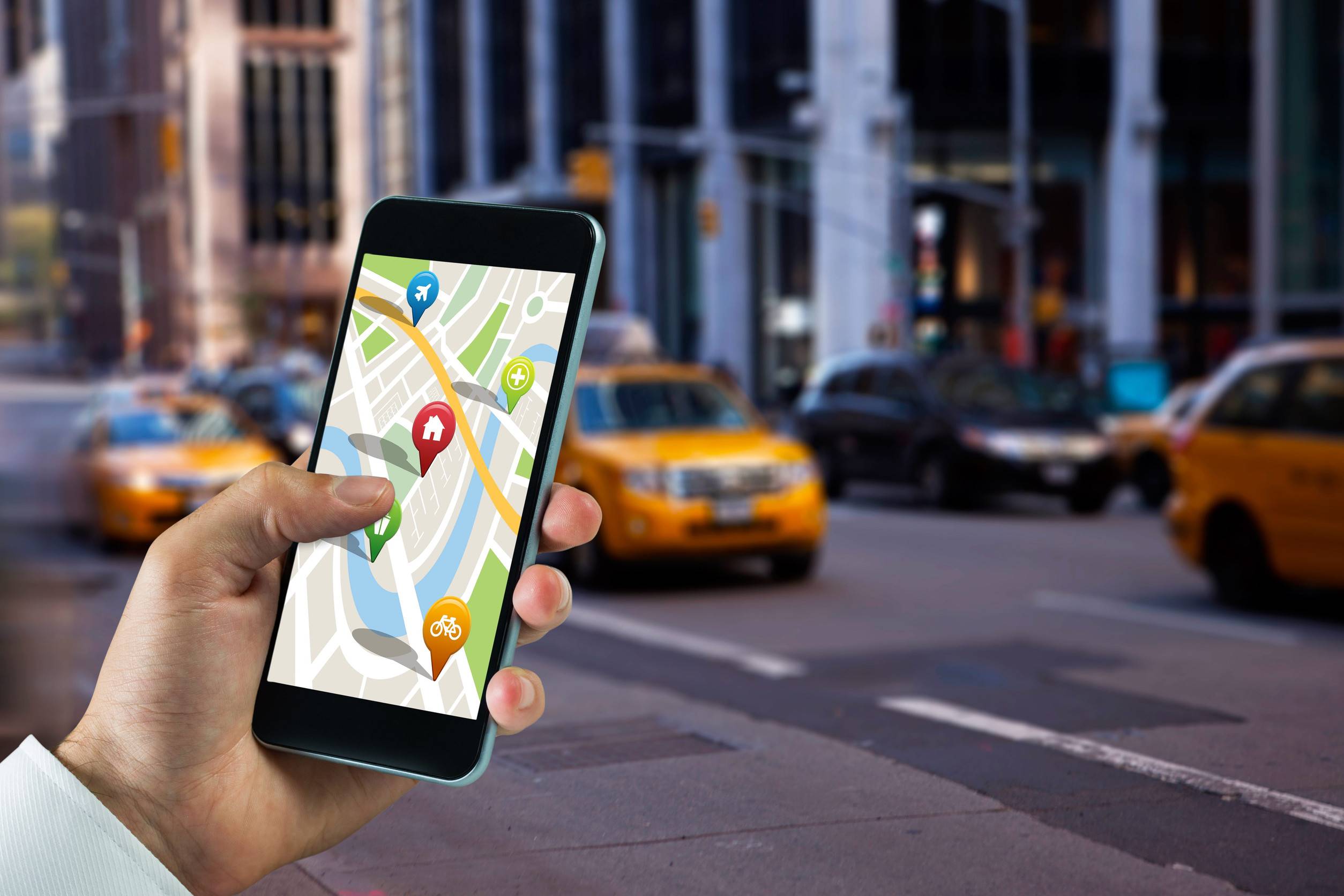 Man With A Ride Sharing App Waiting For A Taxi
