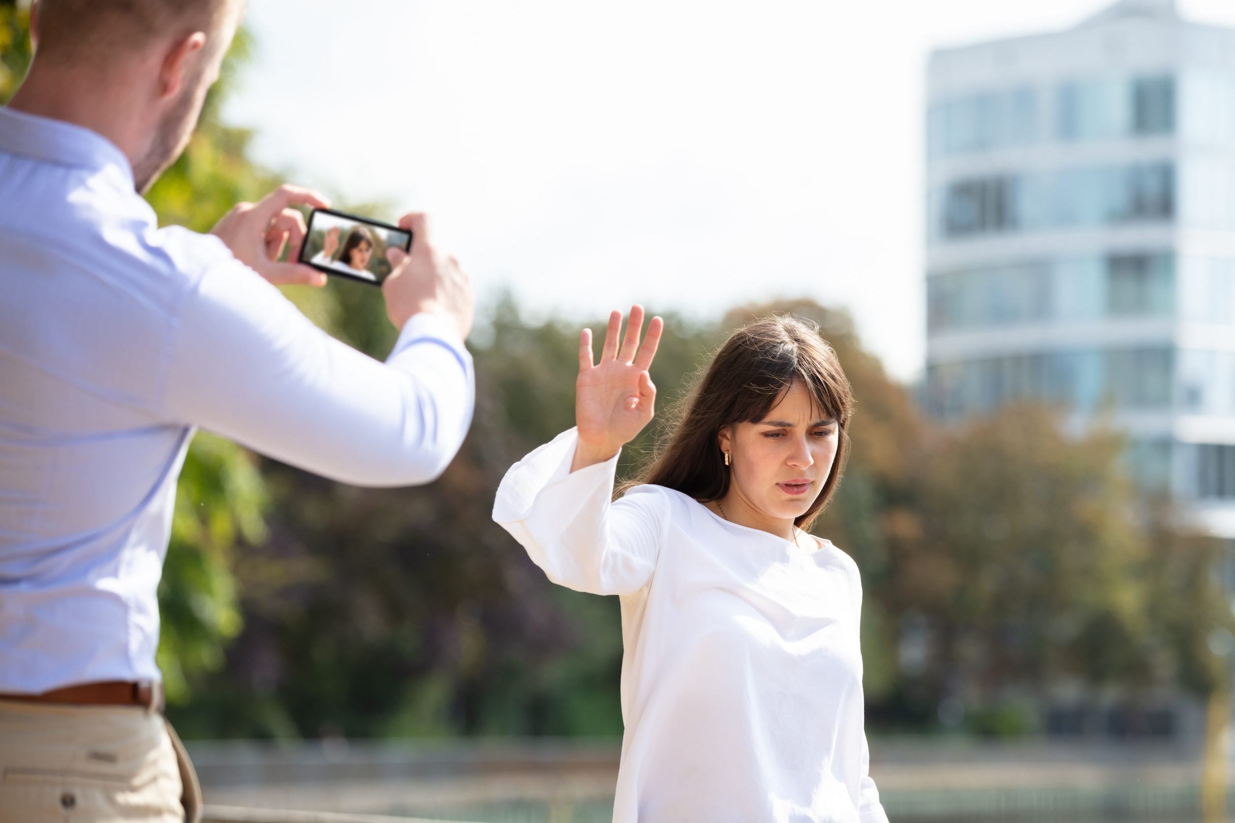 Woman Asking Not To Be Photographed
